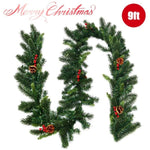 ZUN 9 Feet Christmas Garland Red Berrieswith LED Lights 13628884