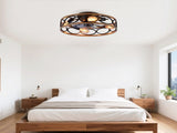 19INCH 7 Blades Caged Ceiling Fan with Remote Control ,Flush Mount Ceiling Fan with Light Kit W3596P457959