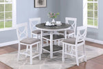 ZUN Counter Height Dining Table w Storage Shelve 4x Chairs Padded Seat Unique Design Back 5pc Dining Set B011P145833