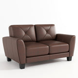 62" Genuine Leather match loveseat Living room coach Transitional sofa - Honey Brown W1896P175681