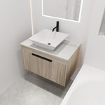 ZUN 30 " Modern Design Float Bathroom Vanity With Ceramic Basin Set, Wall Mounted White Vanity With Soft 30289130