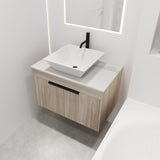 ZUN 30 " Modern Design Float Bathroom Vanity With Ceramic Basin Set, Wall Mounted White Vanity With Soft 30289130