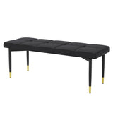 47*16 Inch Multifunctional Black Shoe Bench - Faux PU Cushion, Sturdy Metal Legs With Gold 47319717