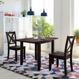 3-Piece Wood Drop Leaf Breakfast Nook Dining Table Set with 2 X-back Chairs for Small Places, 09982009