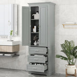 ZUN Tall Storage Cabinet with Three Drawers for Bathroom/Office, Grey WF299282AAE