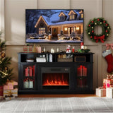 58" TV Stand with RGB Fireplace Black- Smart App Remote Control, 4777 BTU Heater 29702751