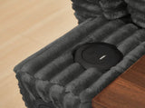 Fluffy Corduroy Storage Armrest Sofa,Single Versatile Seat with Ottoman,Cup Holder,Bluetooth W3705P476390