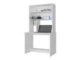 Motley Computer Hutch Desk, Lower Shelf, Four Shelves, White B097P474289