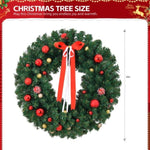 ZUN 24in Pre-lit Battery Powered Christmas Wreath, Lighted Artificial Xmas Wreath with 50 Warm Lights 43039127