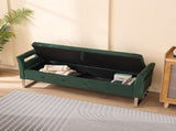 67.91"Wide Velvet Storage Soft Bench with Armrests for Living Room, Entryway and Bedroom. GREEN W3118P280145