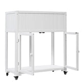 35.4''x17.7''x37.4'' Mini Wood Cold Frame, Compact 2 Doors Garden Greenhouse Wheels, Raised Bed 41915900