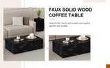 ZUN 39.3*23.6*11.8 Inch Black Marble Texture MDF Coffee Table - Luxurious Design, Perfect Living Room W1151P234029