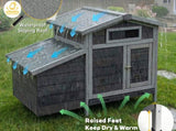 Outdoor Gray Free-Range Wooden Chicken Coop with Asphalt Roof, Pull-Out Tray, Nesting Box with Easy W773P461967