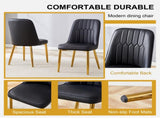 4 modern dining chairs, sleek PU leather backrest, and gold metal legs bring a comfortable home W1512P510471