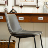 Lotusville Vintage PU Leather Counter Height Stools, Set of 2, Antique Grey T2574P164859