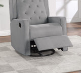 Contemporary Dark Gray Color Polyfiber Swivel Recliner Chair 1pc Manual Motion Wing Back Tufted B011P184988