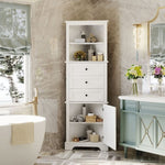 ZUN White Triangle Tall Cabinet with 3 Drawers and Adjustable Shelves for Bathroom, Kitchen or Living WF298150AAK