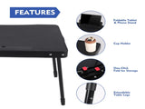 Adjustable Personal Table with Cupholder & Ipad Tablet Holder, Black 70057456