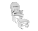 ZUN Madison Glider and Ottoman White Wood and Gray Fabric B02263779