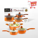 ZUN Kitchen Cookware Set, 6 PCS Nonstick Pot and Pan Set-Wok, Soup, Milk Pot Set Orange 63203040