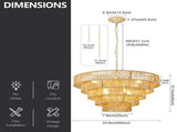 23.62" Tiered Chandelier, 5-Tier Off White Metal & Glass Pendant Light, 8xB12 Socket Max 40W, Bulbs W6558P574497