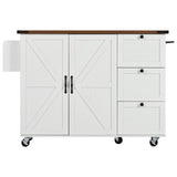 K&K 54.5" Farmhouse Kitchen Island with Power Outlet, Kitchen Storage Island with Internal Storage N707P170349W