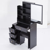 Small Size Left Bedside Cabinet Vanity Table Cushioned Stool, Extra Large Sliding Mirror, Multi W936P226030