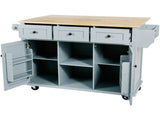 Kitchen Cart with Rubber wood Drop-Leaf Countertop ,Cabinet door internal storage racks,Kitchen 24138755