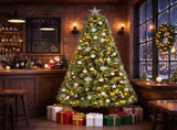 7FT Pre-Lit Artificial Christmas with Ornaments, 290 Warm White LED Lights, PVC Hinged Xmas 24394387