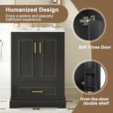 24"Bathroom Vanity with Sink, MDF Cabinet with Solid Wood Frame, 1 Divided Drawer and 2 Soft Close N729P321378B