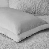 Twin Embroidered Medallion Faux Fur Ultra Plush Comforter Mini Set B03597084