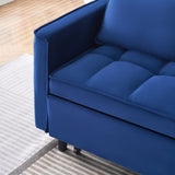 The 55-inch dreamlike blue velvet sofa is elegant and convenient with pockets, cleverly interpreting W1658P246639