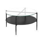 ZUN Round Coffee Table with Interchangeable Wood and Glass Top B03549008