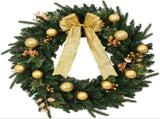 24in Pre-lit Battery Powered Christmas Wreath with Remote, Lighted Artificial Xmas Wreath with 50 01478929