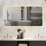 ZUN 23.6x39.5inch Frameless round corner LED bathroom mirror W2071P203069