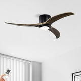 52" Flush Mount Ceiling Fan Solid Wood Blades Ceiling Fan With Light with Remote Control, Noiseless W1592P322632