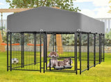 Dog Kennel Outdoor with Roof, 4.23'x7.81'x4.83' Welded Wire Enclosure, Heavy Duty Dog Crate with 76997181