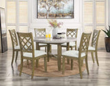 ZUN ACME Karsen DINING TABLE W/MARBLE TOP Marble Top & Rustic Oak Finish DN01449