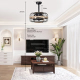 ZUN 18'' Farmhouse Ceiling Fans Light - Caged Ceiling Fan with Remote Control , W1592109393