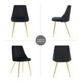 Modern simple velvet dining black chair home bedroom stool back dressing chair student desk chair W210115306