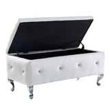 Upholstered Storage Ottoman Bench For Bedroom End Of Bed Faux Leather Rectangular Storage Benches W2268P146682
