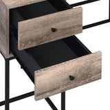 ZUN Rustic Oak and Black 4-drawer Writing Desk B062P184568