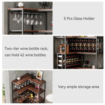 ZUN Corner Wine Rack Bar Cabinet Industrial Freestanding Floor Bar Cabinets for Liquor and Glasses WF325112AAB