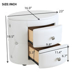 ZUN Elegant PU Nightstand with 2 Drawers and Crystal Handle,Fully Assembled Except Legs&Handles,Storage 14656992