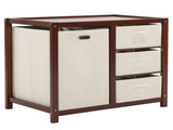 Brown painted pine wood frame children's bed with removable top, 87*53*87.5cm, includes 3 fabric 59911302