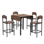 ZUN TOPMAX Farmhouse 5-piece Counter Height Drop Leaf Dining Table Set with Dining Chairs for 4,Black WF290233AAB