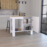 Kitchen Island 35" H, One Storage Cabinet with Door, Two Internal Shelves, One Open storage Shelf, B097132932