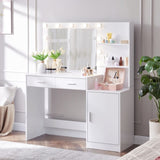 ZUN Vanity Desk with Mirror and Lights, 46.4IN Dressing Table with 2 Large Drawer&Large Vertical 73043116