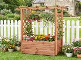 Natural Pine Wood Raised Garden Bed with Trellis & Hanging Roof, Elevated Wooden Planter Box with 62186901