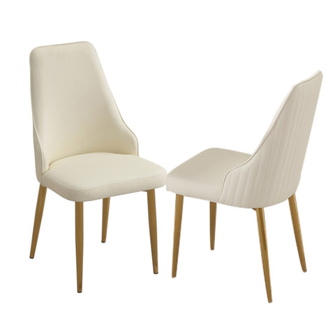 ZUN Dining Chair with PU Leather White strong metal legs 71207027